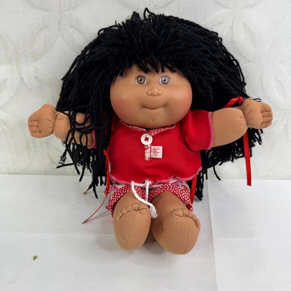 VTG 1988 1st Edition Mattel Cabbage Patch Kid Doll Long Black Hair CPK - Picture 10 of 11